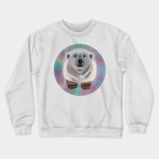 Polar Bear on rainbow circular pattern Crewneck Sweatshirt